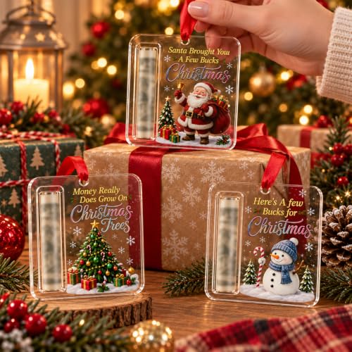 Christmas Money Gift Ornament Set with Cash Holders - Santa Snowman Tree