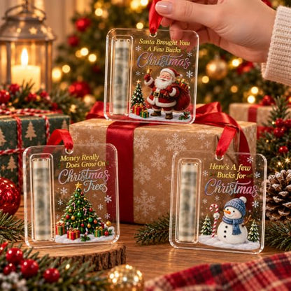 Christmas Money Gift Ornament Set with Cash Holders - Santa Snowman Tree