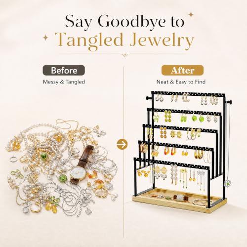 Large 5-Tier Earring Organizer Holder - Black