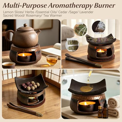 Herb Burner Kit - Japanese-Inspired Ceramic Aromatherapy Set with 1250°C Firing