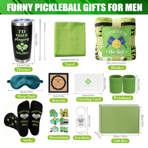 Pickleball Gifts Set for Men & Women - Tumbler, Blanket, Socks & More