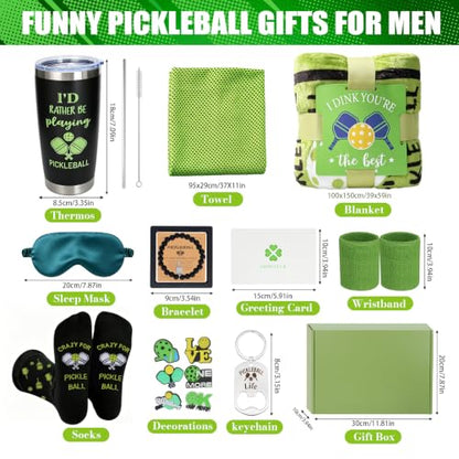 Pickleball Gifts Set for Men & Women - Tumbler, Blanket, Socks & More