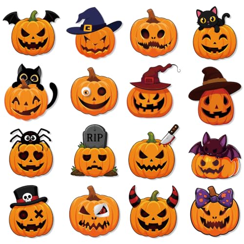 Halloween Gel Window Clings Assorted Evil Pumpkin Decorations - 32 Pieces