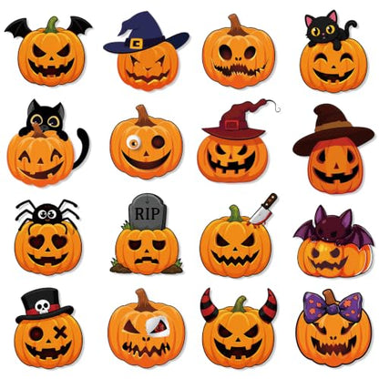 Halloween Gel Window Clings Assorted Evil Pumpkin Decorations - 32 Pieces
