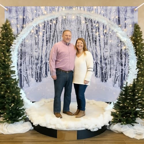 Lighted Christmas Snow Globe Photo Booth Kit with Metal Arch and Backdrop