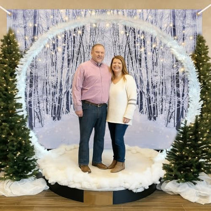 Lighted Christmas Snow Globe Photo Booth Kit with Metal Arch and Backdrop