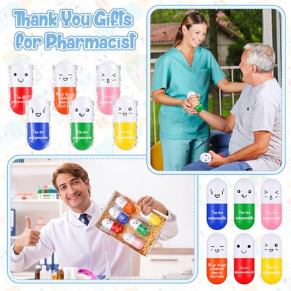 24 Pack Pharmacy Technician Stress Balls Pill-Shaped Gifts with Inspirational Quotes