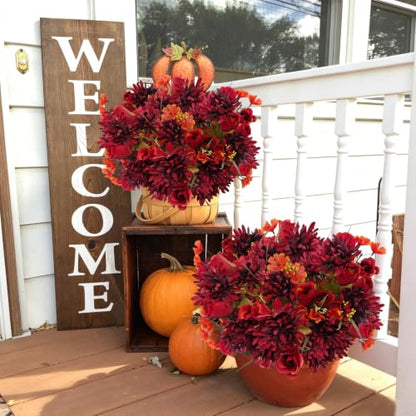 Artificial Fall Cemetery Flowers Set for Grave Decoration - 22 Heads, Weather-Resistant