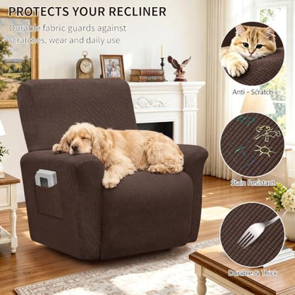 Recliner Chair Cover 1 Seat - Soft Jacquard Stretch Slipcover for Recliners