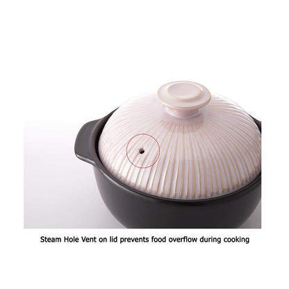 Kitchen Flower Lucia Natural Glazed Ceramic Porcelain Cookware Hot Pot (Beige Pink 1400ml)