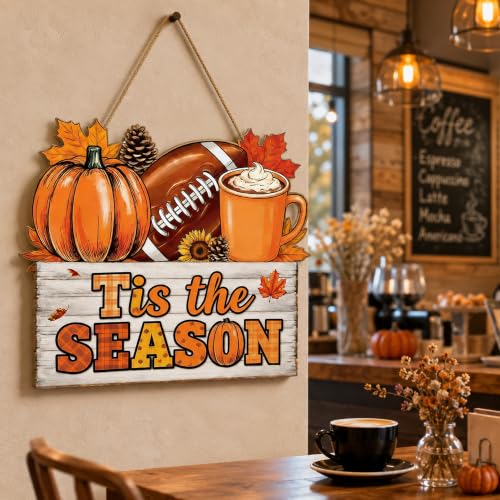 Fall Front Door Decor - Tis The Season Wooden Welcome Sign Hanging