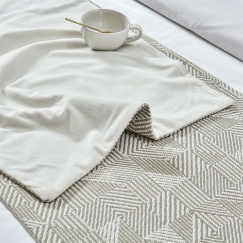 Gray Polyester Striped Bed Runner & Cushion Set 18x83in for Sofa Bedroom Hotel
