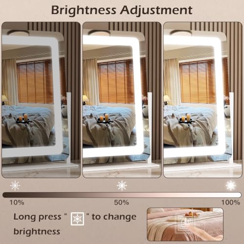CraftCraze 22x17 Inch Dimmable Lighted Makeup Mirror with 3 Color Modes - White / 22"L x 17"W