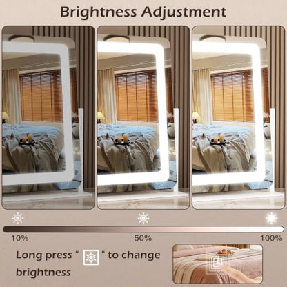 CraftCraze 22x17 Inch Dimmable Lighted Makeup Mirror with 3 Color Modes - White / 22"L x 17"W