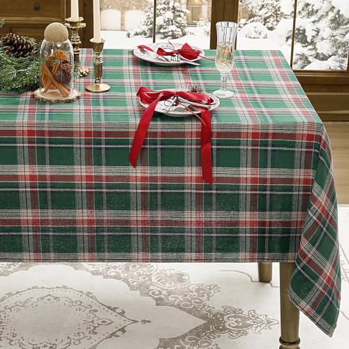 Romanstile Christmas Checkered Tablecloth Rectangle - Green Plaid, 60 x 144 Inches