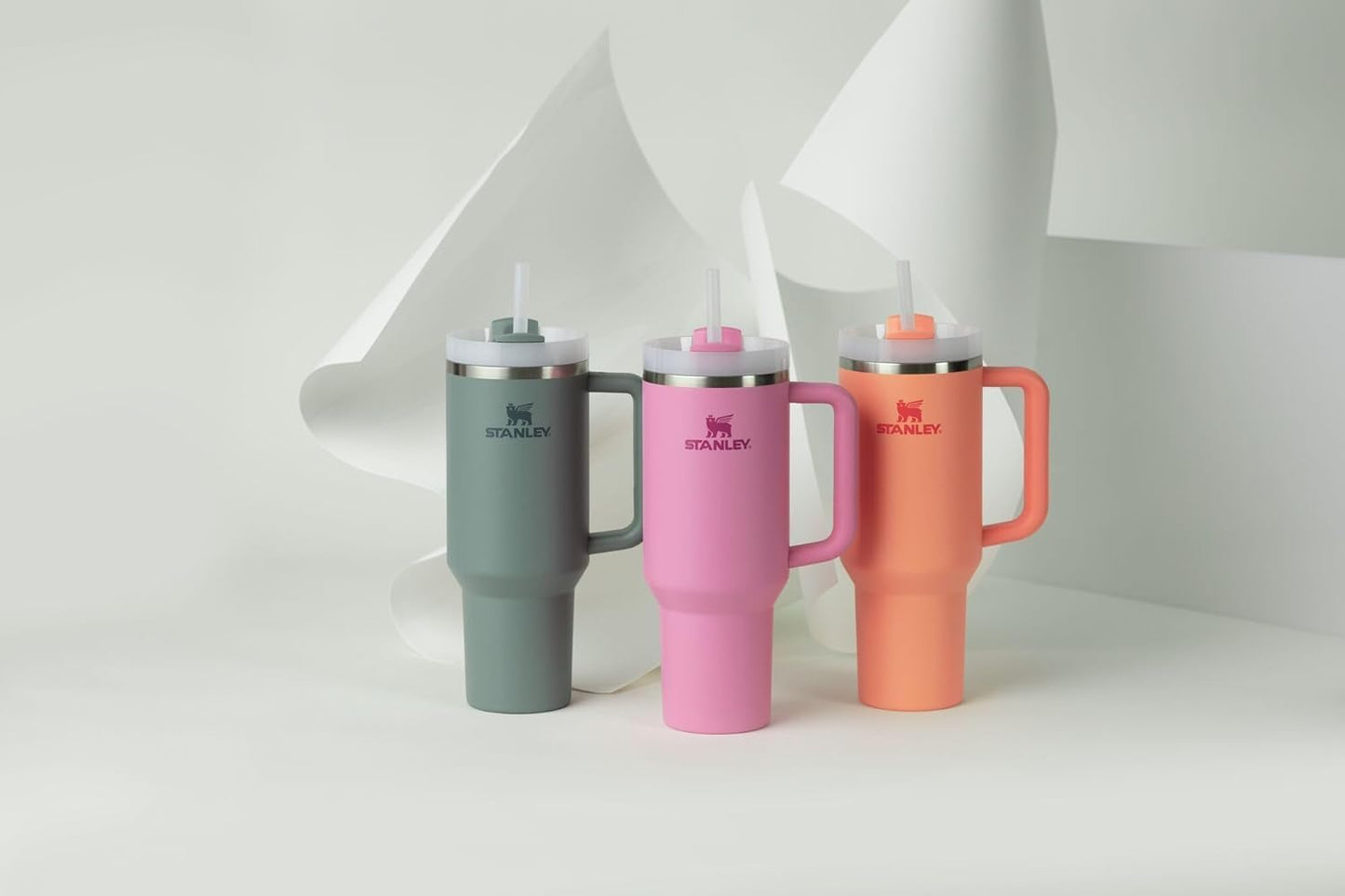 STANLEY Quencher H2.0 Tumbler - 40 oz Insulated Stainless Steel with Handle & Straw | BPA-Free | Peony