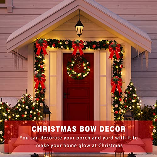 Syhood 6 Pcs Christmas Velvet Bows for Tree Decor Red