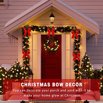 Syhood 6 Pcs Christmas Velvet Bows for Tree Decor Red