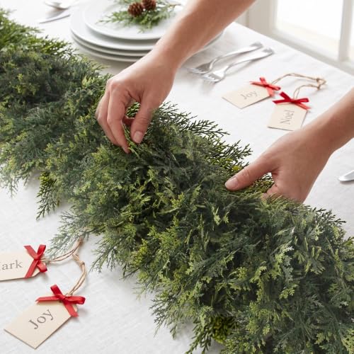 6FT Artificial Cedar Garland Christmas Decor Full Foliage Realistic Green