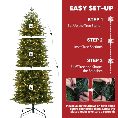 7.5 Ft Slim Prelit Christmas Tree with 400 Warm White LEDs - Green