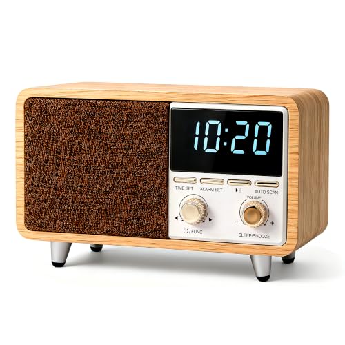 Portable Retro Bluetooth Radio Alarm Clock with FM Radio & LED Display
