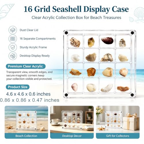 16 Grids Acrylic Display Box Clear Magnetic Shadow Box 11.8x11.8cm - Variation 16