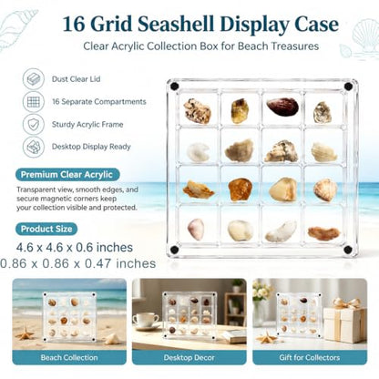 16 Grids Acrylic Display Box Clear Magnetic Shadow Box 11.8x11.8cm - Variation 16
