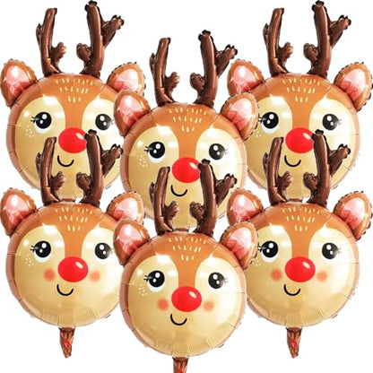 Reindeer Balloons 27 Inch Foil Christmas Party Decorations - 6 Pcs
