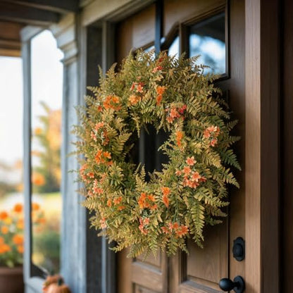 Large Artificial Fall Wreath for Front Door - 26 Inch Autumn Decor