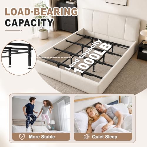 Bed Slats Center Support System 4 Cross Rail with 8 Adjustable Legs - Metal