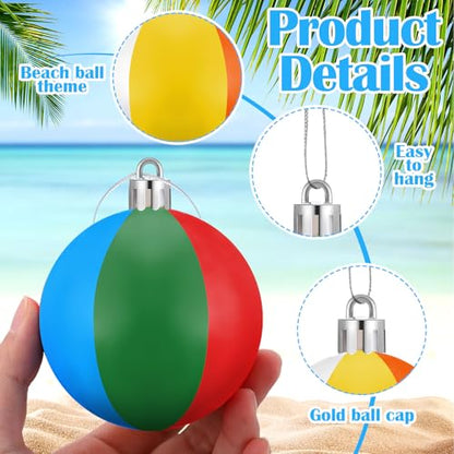 48 Pcs Mini Beach Ball Ornaments for Christmas Tree - 4 Sizes, Summer Decor