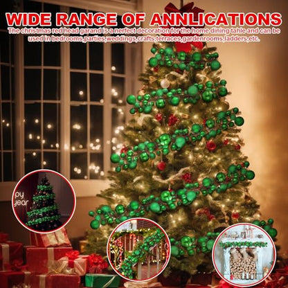 Christmas Ball Ornament Garland - Grass Green 6 ft, 2-Pack