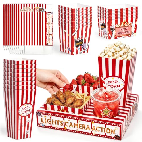 Movie Night Snack Trays with Popcorn & Snack Boxes - Red / 32