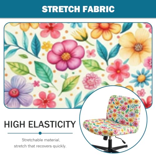 Printed Criss Cross Office Chair Cover - Stretchable Armless Desk Slipcover, Wide Seat, Color 7