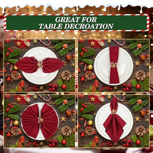 Christmas Napkin Rings Set of 6 - Gold Holiday Table Decor