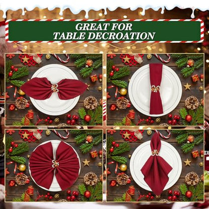 Christmas Napkin Rings Set of 6 - Gold Holiday Table Decor