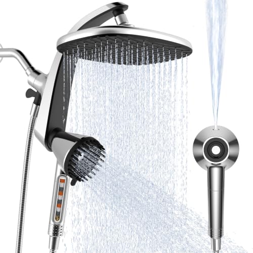High Pressure Handheld Shower Head with Magnetic Docking and Filter - Silver 1.8 GPM