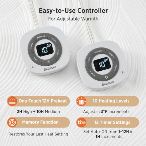 Bedsure Queen Heated Mattress Pad with 350G Air Fabric & Dual Controls