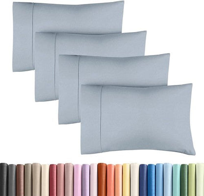 King Standard Pillow Cases - Soft Hotel Quality Covers for Comfy Bedding | Set of 4 - Heathered Blue