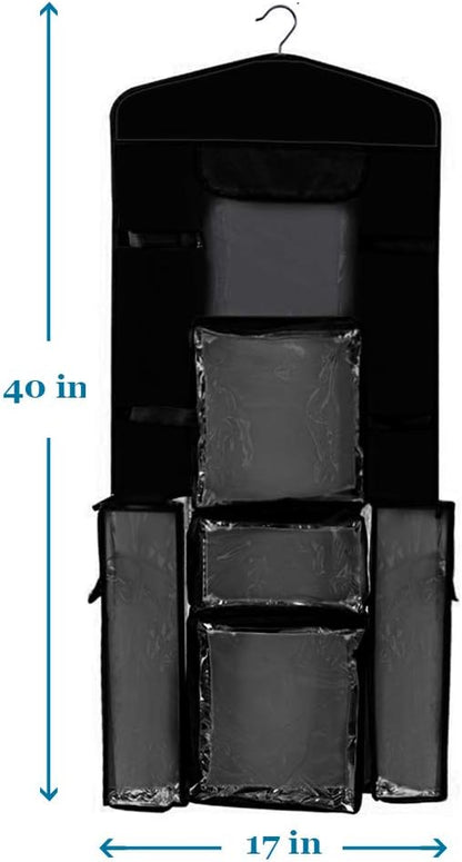 ProPik Wrapping Paper Storage Organizer - Double-Sided Design with Multiple Pockets | Fits 40" Rolls, Black