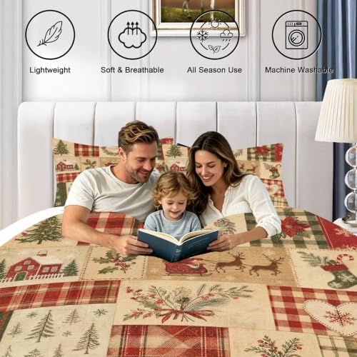 King Christmas Comforter Set - Beige Santa Bedding with Pillowcases - Christmas 02