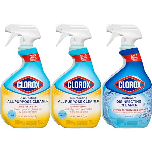 Clorox Disinfecting Multi-Purpose Cleaner Starter Kit, Household Essentials, One Reusable Spray Bottle Plus 2 Refills