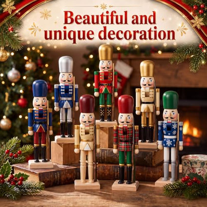 Unfinished Wooden Nutcracker Soldier Craft Set - 4 Pieces, 9.84 Inch DIY Christmas Decorations