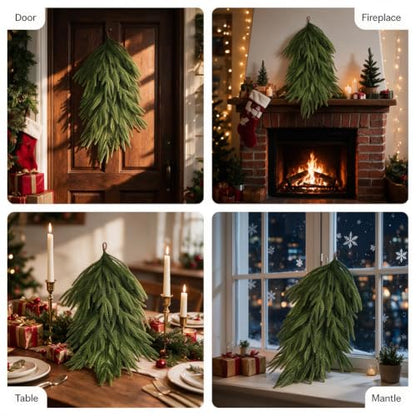 Artificial Christmas Teardrop Swag Set - 2 Pack 25 Inch Norfolk Pine Decor