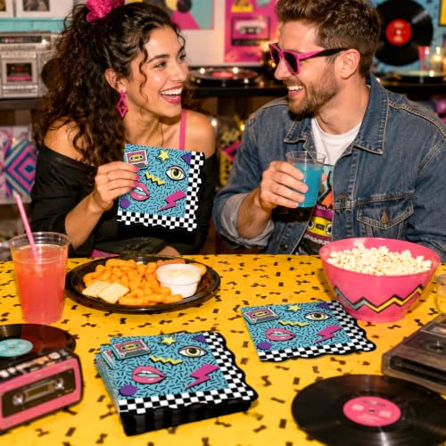 Retro Hip Hop Party Napkins 50 Pack - 80s 90s Cocktail Table Decor