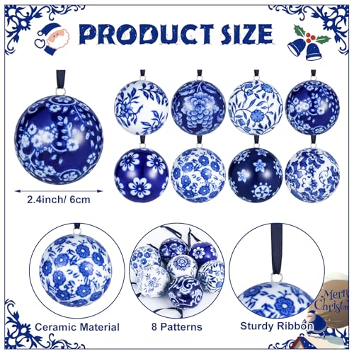 Christmas Porcelain Balls 8 Pcs Bulk Chinoiserie Ornament - Stylish Style