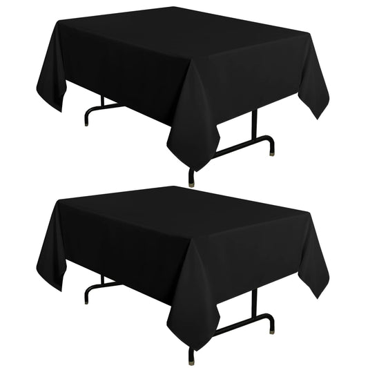 sancua 2 Pack Black Tablecloth 54 x 54 Inch, Stain and Wrinkle Resistant Square Table Cloth - Washable Polyester Table Cover for Dining Table, Buffet Parties and Camping