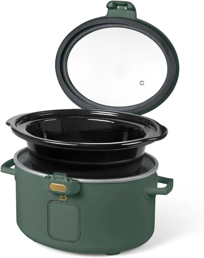 Skiennix 4 Quart Programmable Slow Cooker - Digital Touch Controls & Removable Nonstick Pot | Thyme Green