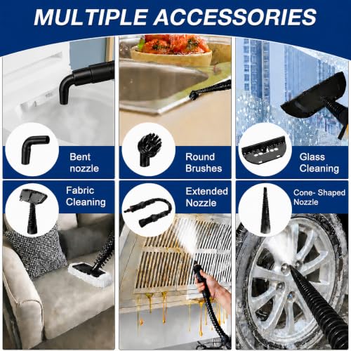 450ML Handheld Steam Cleaner with 12 Accessories - Multi-Surface Home & Car Steam Sanitizer