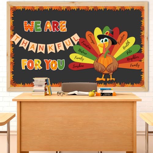 Brown 43pcs Thanksgiving Bulletin Board Decorations Fall Classroom Decor